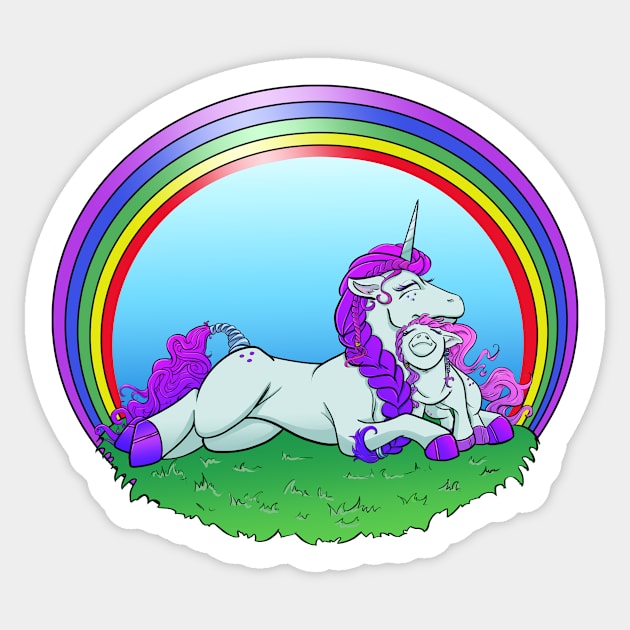 Mamma and baby unicorns Sticker by jennygormanart